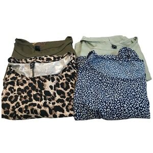 SHEIN CURVE Lot of 4‎ Tops Leopard Floral Green Textured Plus Size